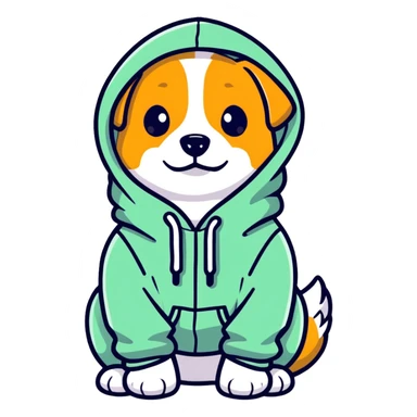 Dog wearing a hoodie sticker