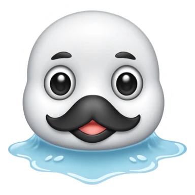 Esta es una imagen de una cría de foca arpa (conocida como whitecoat) descansando sobre el hielo.Es prácticamente una esfera perfecta de pelaje blanco y esponjoso.Tiene ojos oscuros, una nariz negra pequeña y bigotes largos que resaltan sobre su cara clara sticker