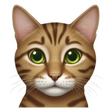 tabby cat with green eyes, white mouth area, and a brown spot near lips sticker