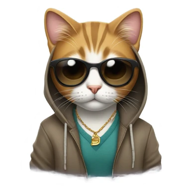 Cat with sunglasses and a hoodie and necklace sticker