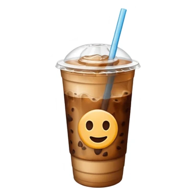  plastic cup of iced coffee with straw. sticker