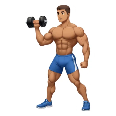 side-view bodybuilder dumbbell lunges sticker