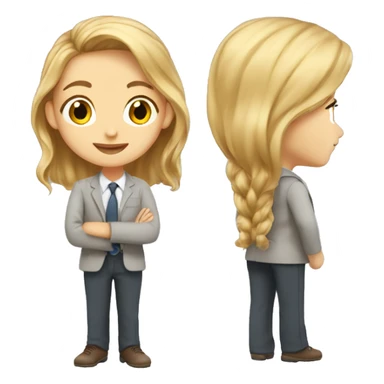 a teacher, 1,55 height, 75k of weight, light brown the hairs with two reflections of blond hair, happy, cute, with a magic wand sticker