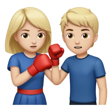 girl punching boy  sticker
