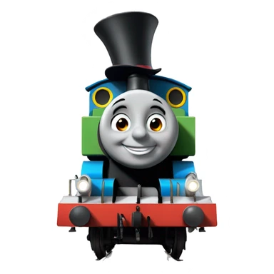 thomas the tank engine wearing a funny hat sticker