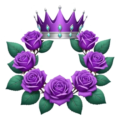 Purple rose with silver tiara and a purple emblem leaf wreath sticker