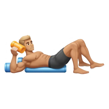 buff guy lying lats down on foam-roller sticker
