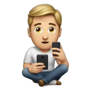 man completely distracted on his phone sticker