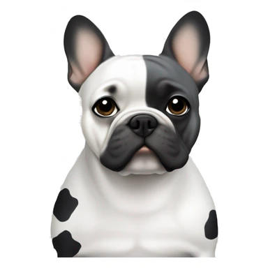 Gray and white Frenchie with black spots with a blonde woman sticker