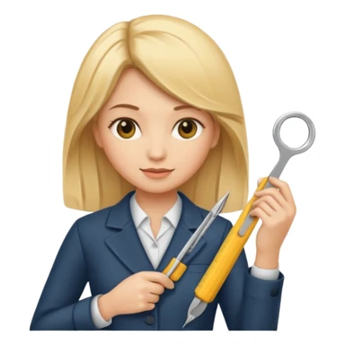 tailor woman holding measure blonde hair sticker