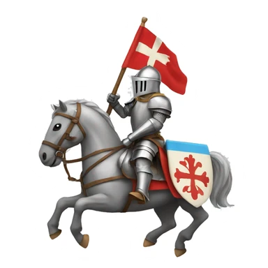 Knight on a running horse with a flag sticker