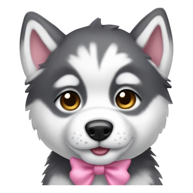 Husky puppy with pink bow sticker