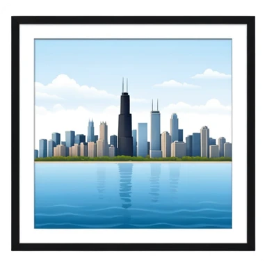 Morning in Chicago with skyline view from Lake Michigan sticker