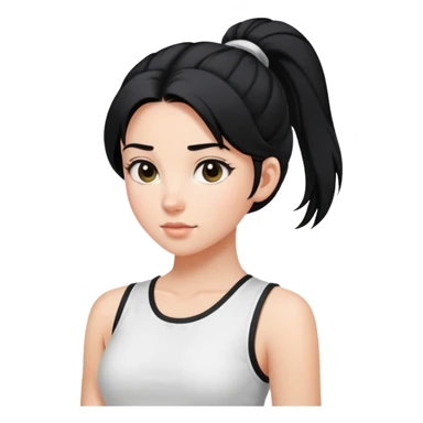 A girl with a high ponytail, a black hair tie, and a sleeveless white top sticker