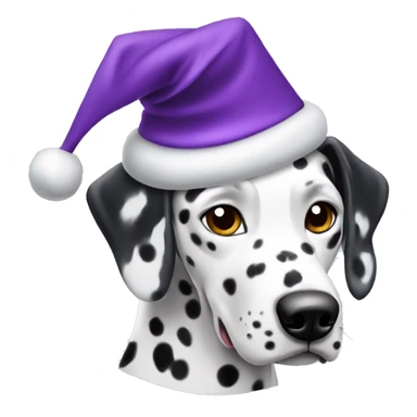 Dalmatian wearing purple Christmas hat sticker