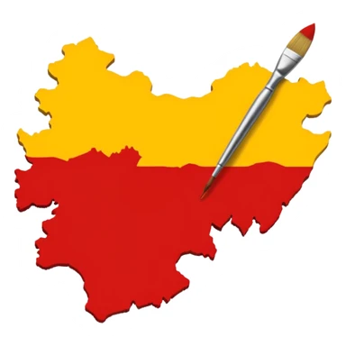 Create a emoji an Karnataka Map top yellow brush paint type and bottom red brush paint type sticker