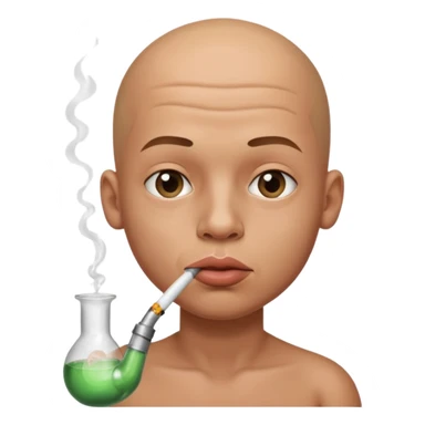 Boy with bald head huge lips smoking from a glass  pipe  sticker