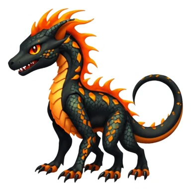 Badass edgy scaly Salandit-Houndoom-Litten-Zygarde-fusion-hybrid-animal-creature, full body sticker