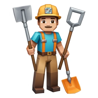 Minecraft character holding a shovel sticker