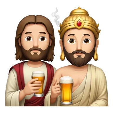 Jesus and Buddha smoking cigarettes and drinking beer sticker
