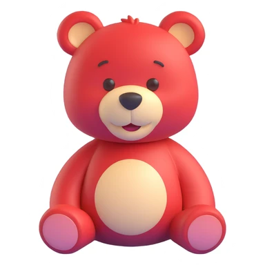 red teddy bear smirking, simple, clear expression sticker