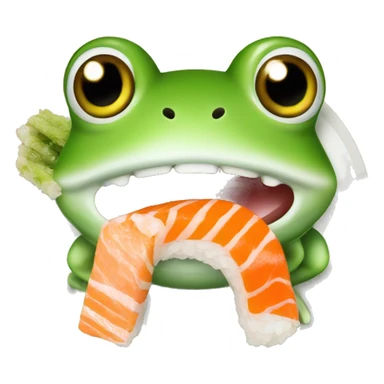 Frog grabbing sushi with it's tongue sticker