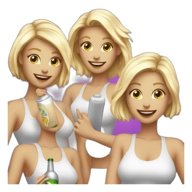 Multiple white Bottle girls in nightclub holding a lit up sign sticker