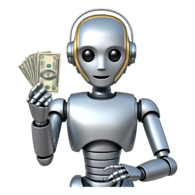 robot holding money sticker