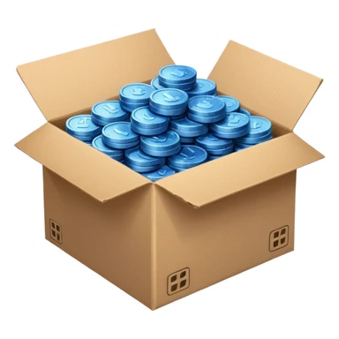 blue coins credit in a cardboard package sticker