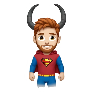 messi with a blue goat, puma hoodie, blue eyes, reddish hair, superman costume sticker
