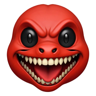 cursed emoji, SCP-939, red skin, predatory smile, disturbing sticker