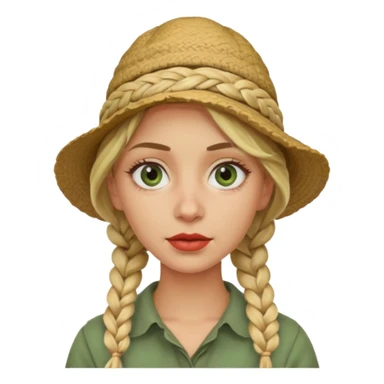 messy green clay mask and red tourist hat blond braided woman big eyes sticker