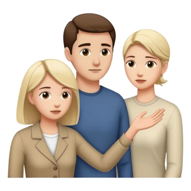 couple with man showing avoidant attachment style (turning away slightly) and woman showing approachable attachment style (reaching out) sticker