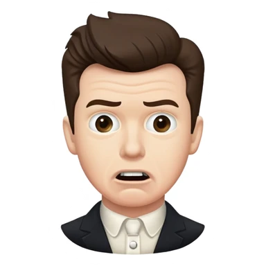 Rick Astley having a kinda worried face but with front teeth out and the picture is from the era of the beginning of cameras(1826)-the 1940s sticker