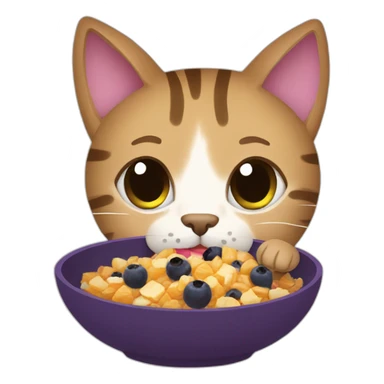 tabby cat eating acai bowl sticker