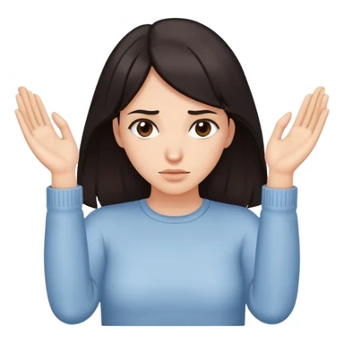 Woman with dark hair, both hands gripping downward as if holding onto something, isolated figure with no water sticker