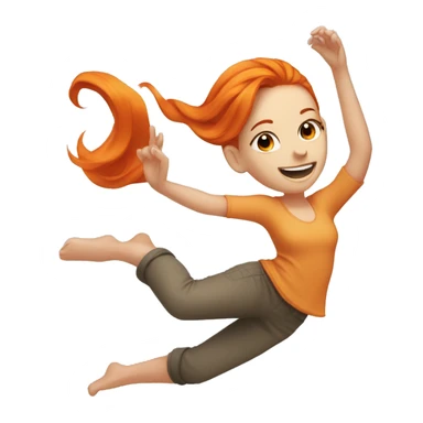 A white-skinned girl with orange hair is dancing sticker