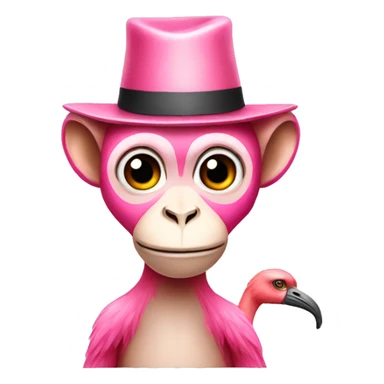Monkey wearing a flamingo hat sticker