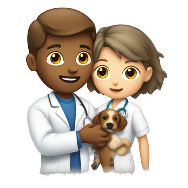 Kinesiologist boy holding a veterinarian girl sticker
