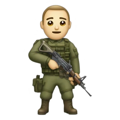 soldado ruso sucio combatiendo enfadado con fusil ak sticker