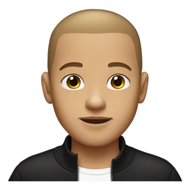 boy with very light brown skin, buzz cut, no facial hair, wearing a smart black quarter zip jumper with white t shirt underneath. sticker