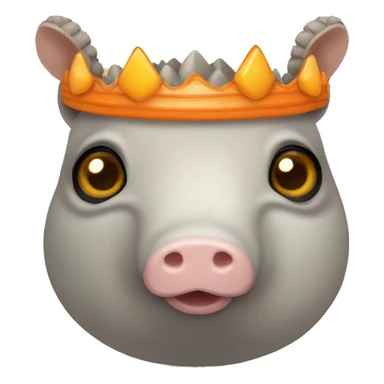 Yellow and gray chubby round armadillo pig panda centipede with orange face armadillo wearing a crown sticker