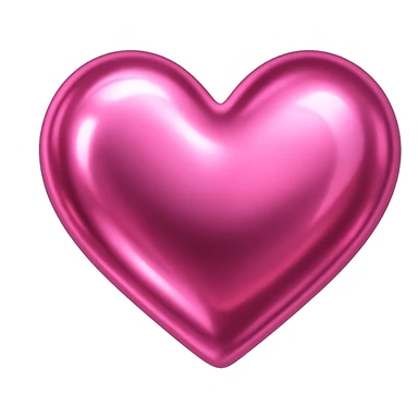 heart with a metallic bubblegum finish, digital illustration, no background sticker