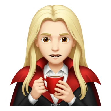 blonde long haired vampire drinking coffee sticker