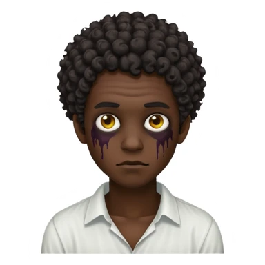 a curly haired emo zombie with a white blouse and dark skin man sticker