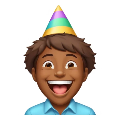 A face wearing a party hat and laughing joyfully. sticker