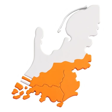 3D map of the Netherlands with distinctive shape sticker