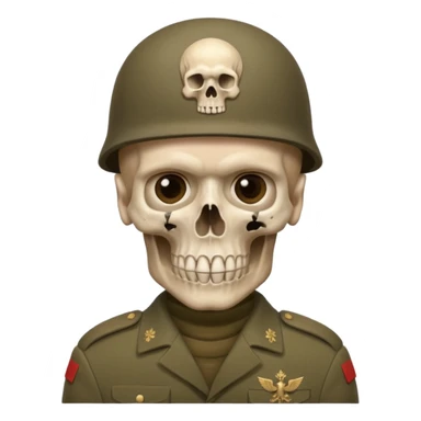 generate a realistic Russian soldier, but with a bare skull instead of a head sticker