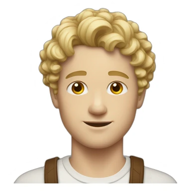 Young white man with short blonde curly hair who is a god sticker