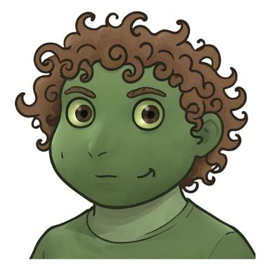 tall curly head w brown eyes  sticker